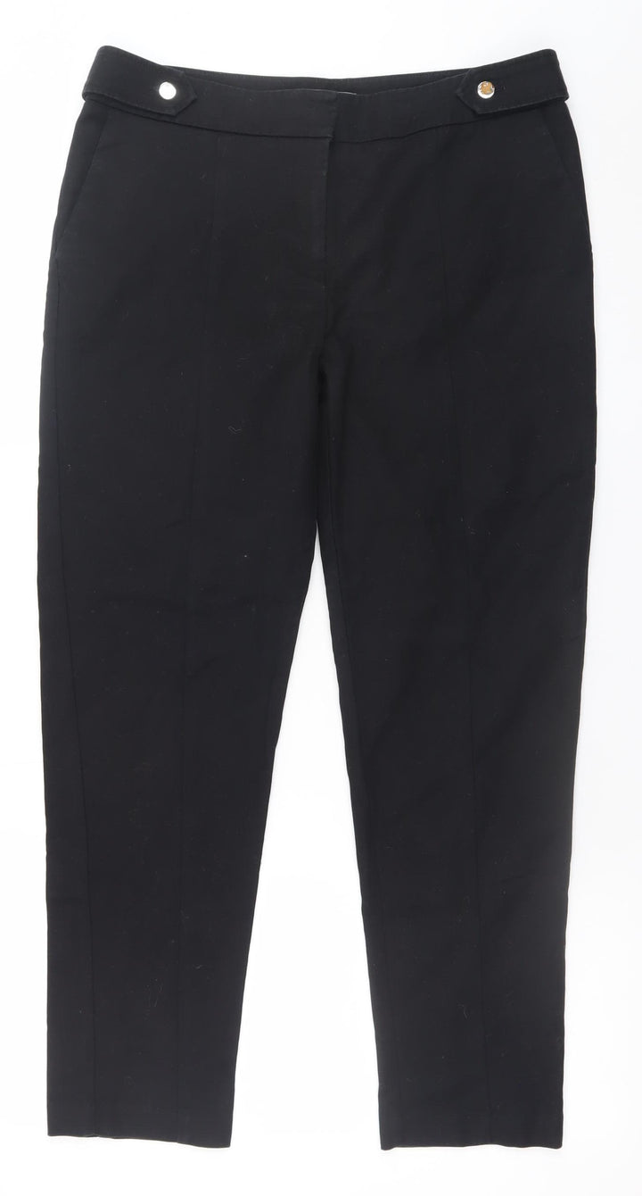 Oasis Women Black Cropped Slim Trousers Size 12