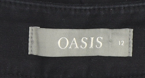 Oasis Women Black Cropped Slim Trousers Size 12