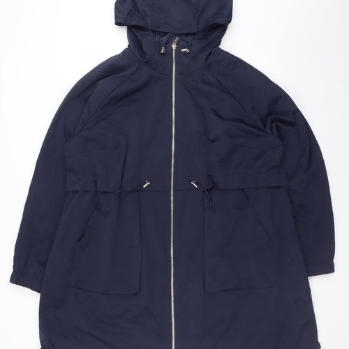 H&M MAMA Women’s Blue Maternity Parka Coat Size 16 Hooded Lightweight