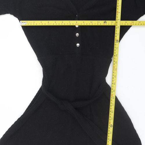 ASOS Women’s Black Fit & Flare Knit Button Long Sleeve Dress UK 10