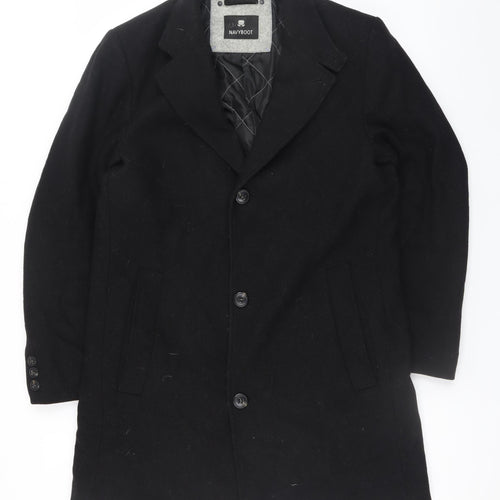 Navyboot Men's Black Wool Blend Overcoat Size 48 Regular