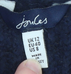 Joules Women Navy Blue Size 12 Open Knit Long Cardigan