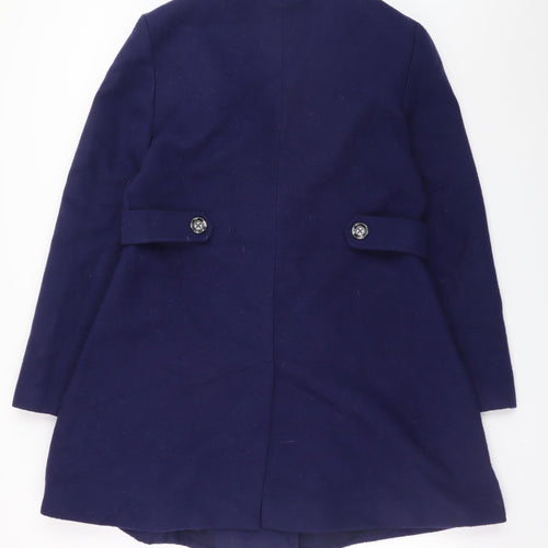 Yumi Women Blue Wool Blend Mid-Length Belted Overcoat UK 14