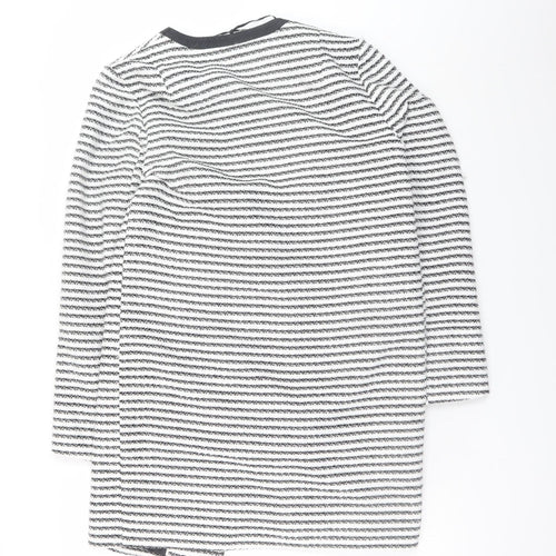 Marks and Spencer Women Black White Striped Mid-Length Coat Size 8
