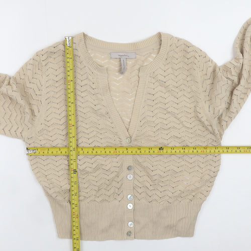 Pepperberry Womens Beige V-Neck Long Sleeve Knit Cardigan Size 12
