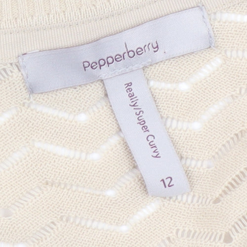 Pepperberry Womens Beige V-Neck Long Sleeve Knit Cardigan Size 12