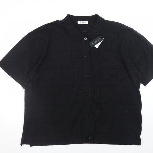 4th & Reckless Women's Black Collared Short Sleeve Knit Cardigan Size 16