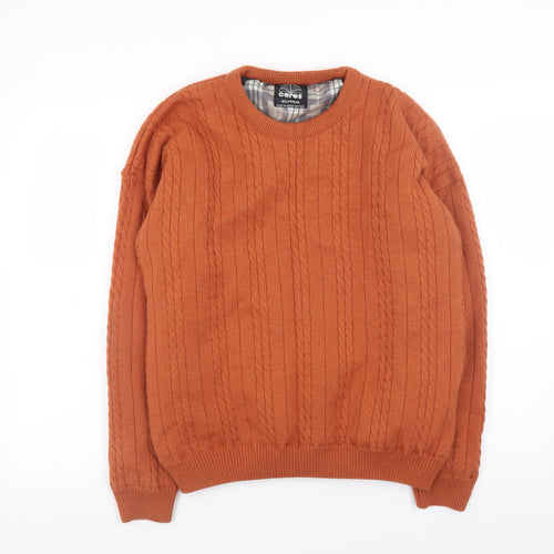 Ceres Golfwear Men’s Brown Cable Knit Cotton Pullover Sweatshirt M