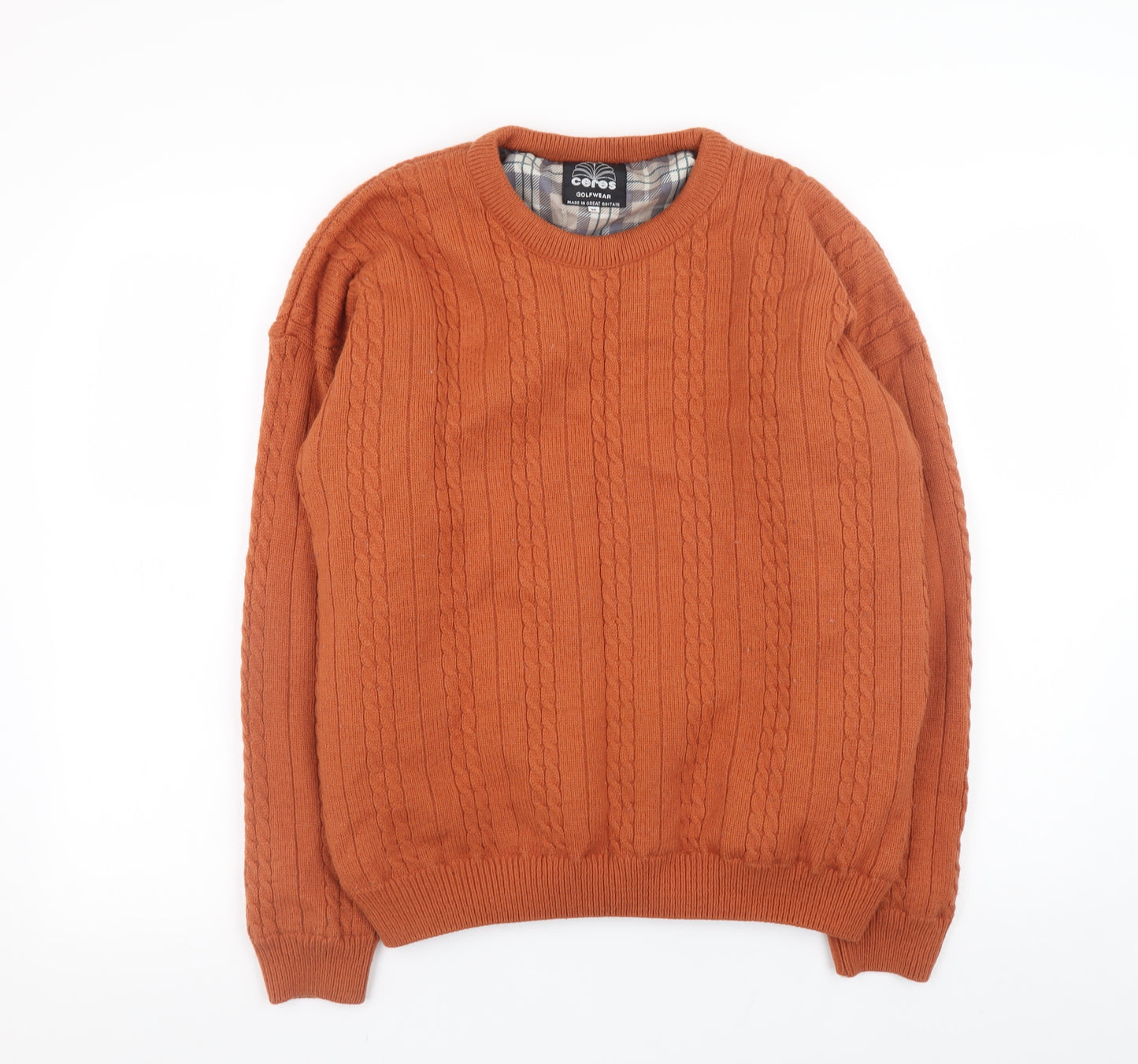 Ceres Golfwear Men’s Brown Cable Knit Cotton Pullover Sweatshirt M