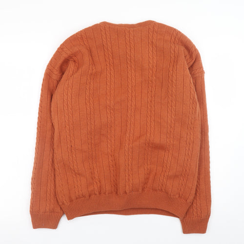 Ceres Golfwear Men’s Brown Cable Knit Cotton Pullover Sweatshirt M
