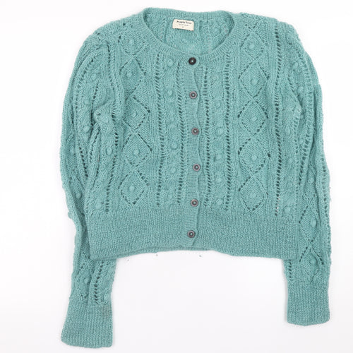 People Tree Women's Green Wool Hand Knit Cardigan M