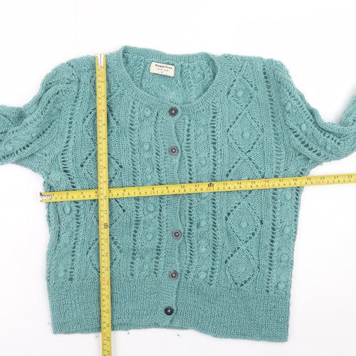 People Tree Women's Green Wool Hand Knit Cardigan M