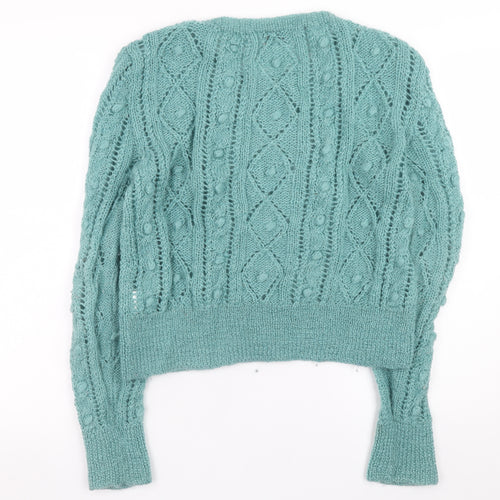 People Tree Women's Green Wool Hand Knit Cardigan M