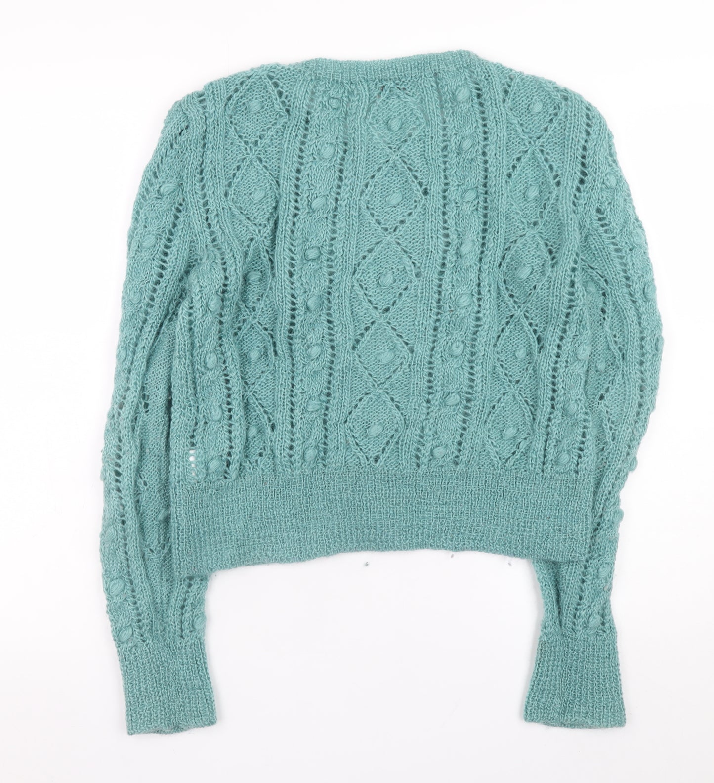 People Tree Women's Green Wool Hand Knit Cardigan M