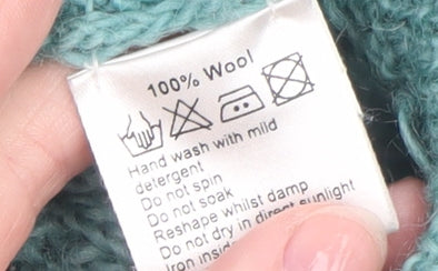 People Tree Women's Green Wool Hand Knit Cardigan M