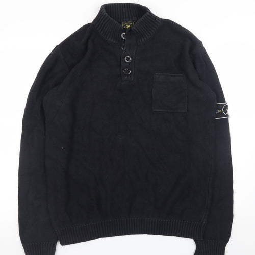 Leeds Originals Men’s Black XL Cotton Henley Jumper