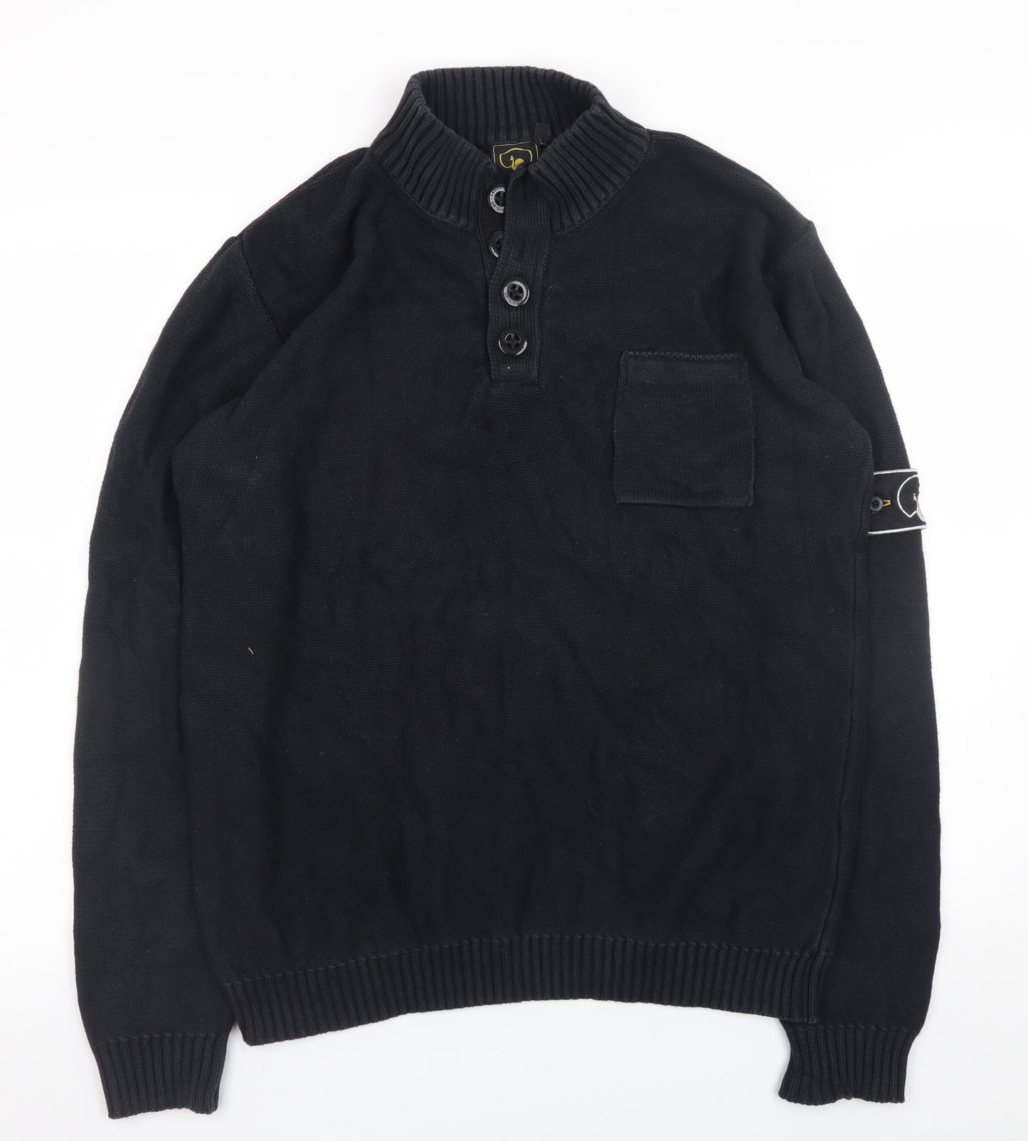 Leeds Originals Men’s Black XL Cotton Henley Jumper