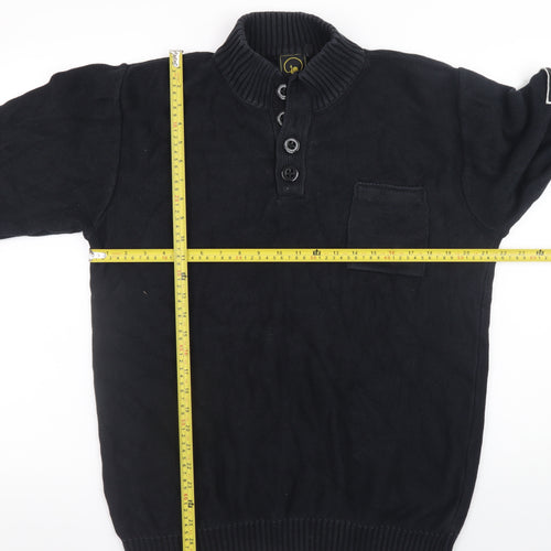 Leeds Originals Men’s Black XL Cotton Henley Jumper