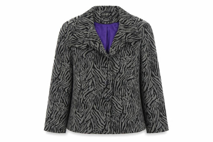 M&Co Women Grey Animal Print Wool Blend Blazer Size 14
