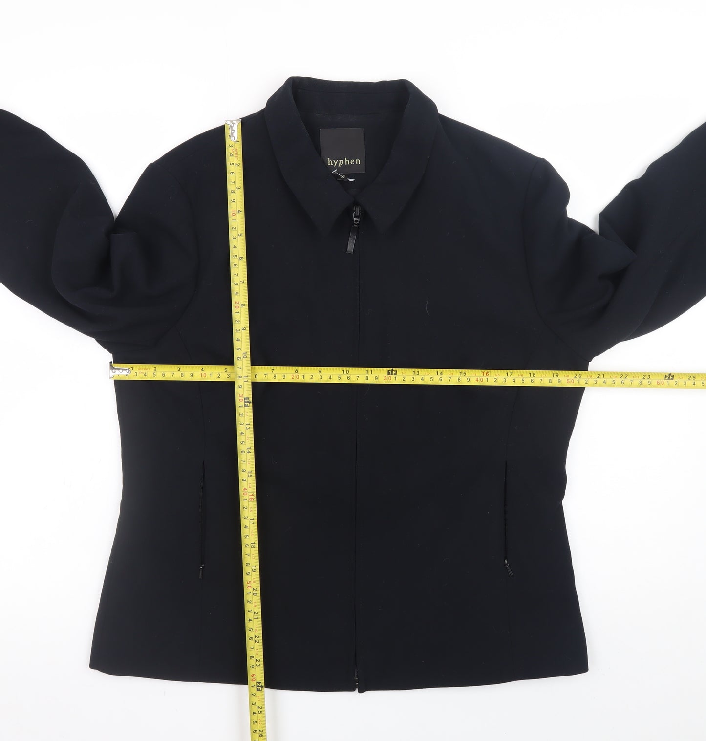 Hyphen Women Black Size 16 Classic Zip-Up Jacket