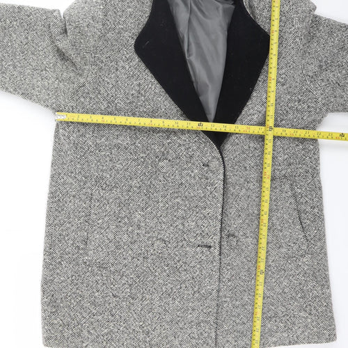 Kesta London Women's Grey Wool Blend Tweed Overcoat Size 14