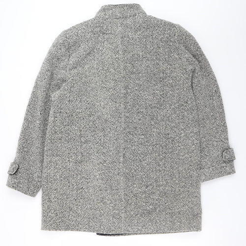 Kesta London Women's Grey Wool Blend Tweed Overcoat Size 14