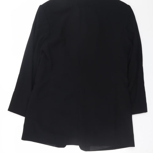 Verse Women’s Black Mid-Length Zip Blazer Jacket Size 12 Classic Workwear