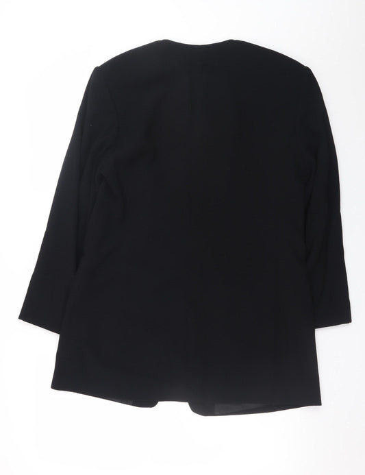 Verse Women’s Black Mid-Length Zip Blazer Jacket Size 12 Classic Workwear