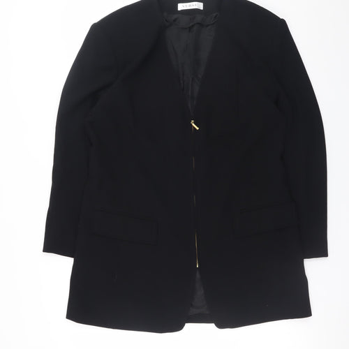 Verse Women’s Black Mid-Length Zip Blazer Jacket Size 12 Classic Workwear