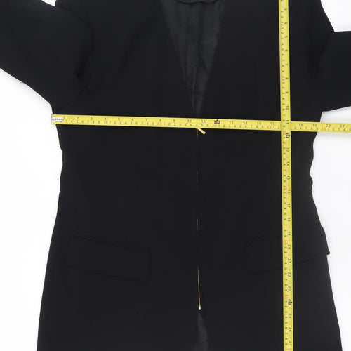 Verse Women’s Black Mid-Length Zip Blazer Jacket Size 12 Classic Workwear