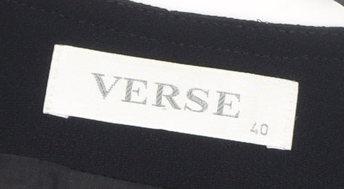 Verse Women’s Black Mid-Length Zip Blazer Jacket Size 12 Classic Workwear