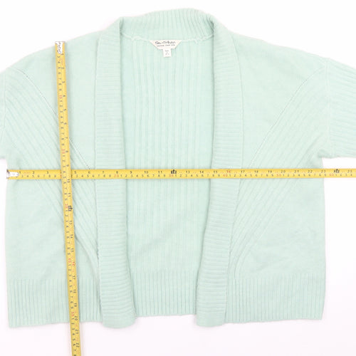 Miss Selfridge Women Green Ribbed Knit Cardigan Size M Open Front