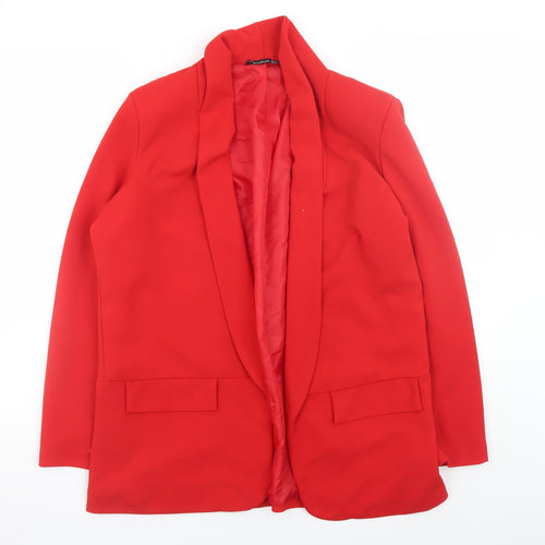 Boohoo Women’s Red Blazer Jacket Size 12 Regular Fit Lined