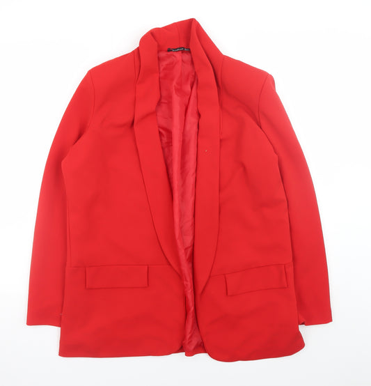 Boohoo Women’s Red Blazer Jacket Size 12 Regular Fit Lined