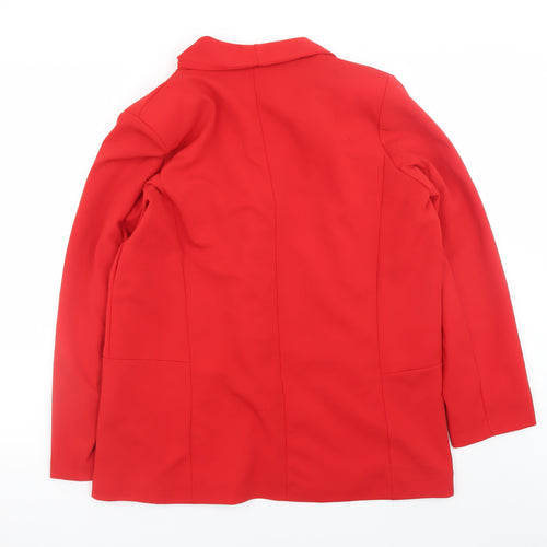 Boohoo Women’s Red Blazer Jacket Size 12 Regular Fit Lined