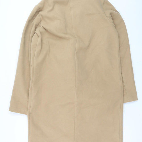 boohoo Women’s Beige Long Overcoat M Relaxed Fit Classic Style