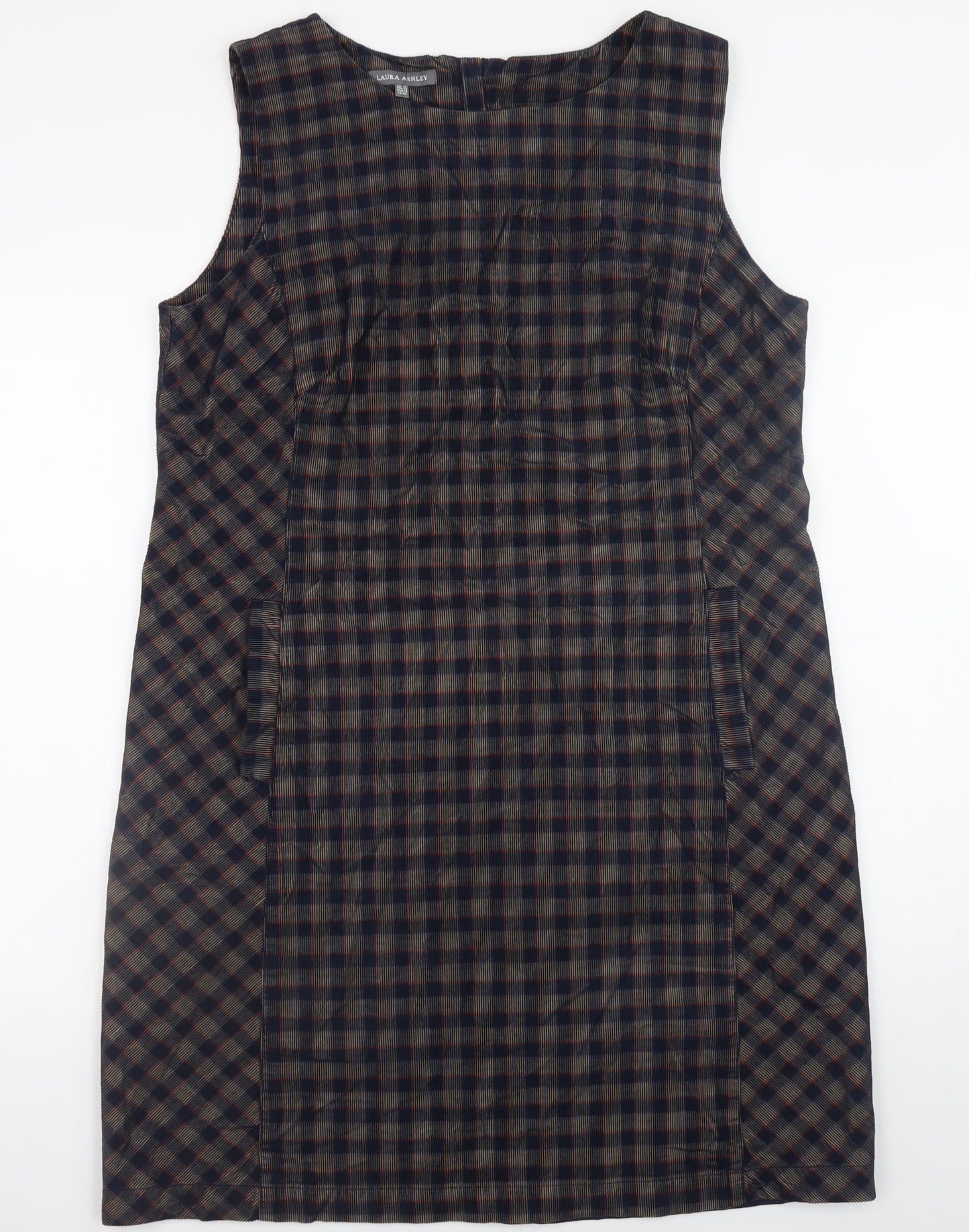 Laura Ashley Women's Multicoloured Check Sleeveless Shift Dress Size 16