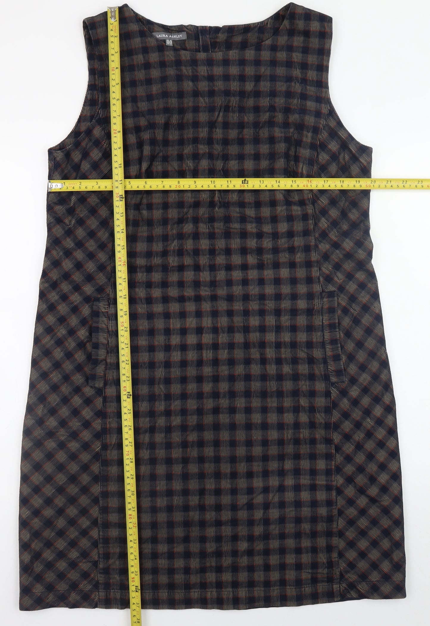 Laura Ashley Women's Multicoloured Check Sleeveless Shift Dress Size 16