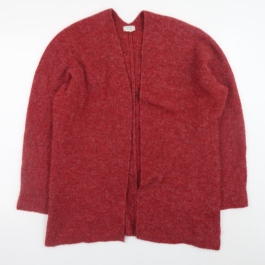 Fat Face Women's Red Wool Blend Long Sleeve Open Cardigan Size 14