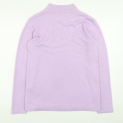 Damart Womens Purple Mock Neck Beaded Long Sleeve Pullover Jumper Size 10