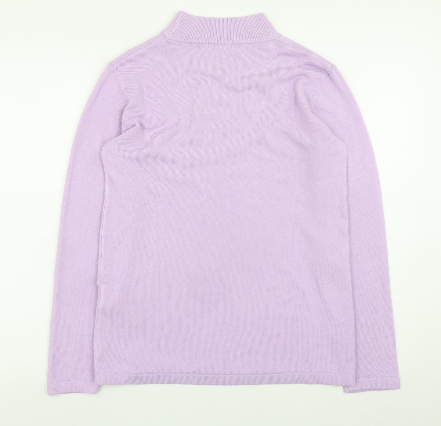 Damart Womens Purple Mock Neck Beaded Long Sleeve Pullover Jumper Size 10