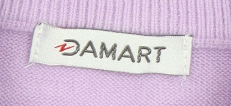 Damart Womens Purple Mock Neck Beaded Long Sleeve Pullover Jumper Size 10