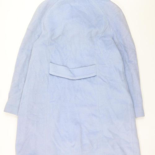CC Women's Blue Wool Blend Mid-Length Overcoat Size 18