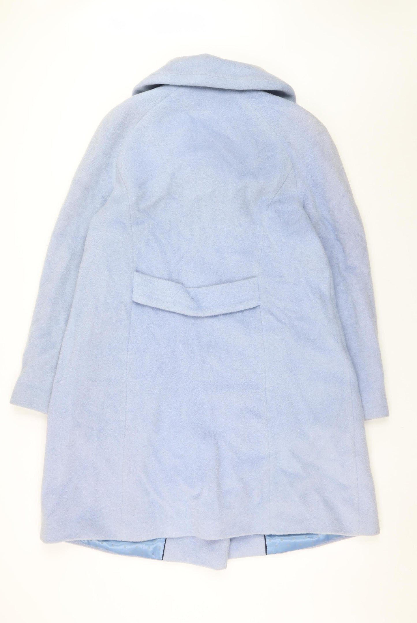 CC Women's Blue Wool Blend Mid-Length Overcoat Size 18