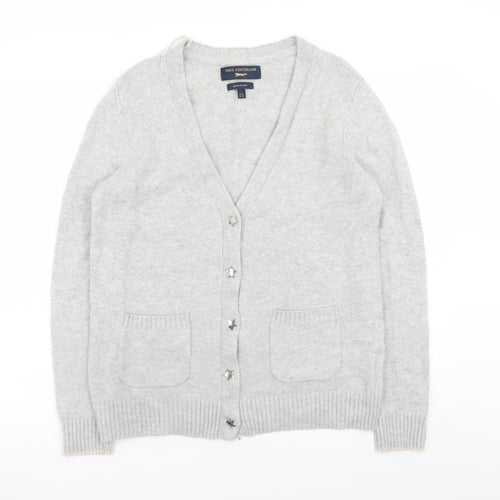 Paul Costelloe Women’s Grey Wool Blend Cardigan Size 14 V-Neck Knit