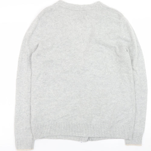 Paul Costelloe Women’s Grey Wool Blend Cardigan Size 14 V-Neck Knit