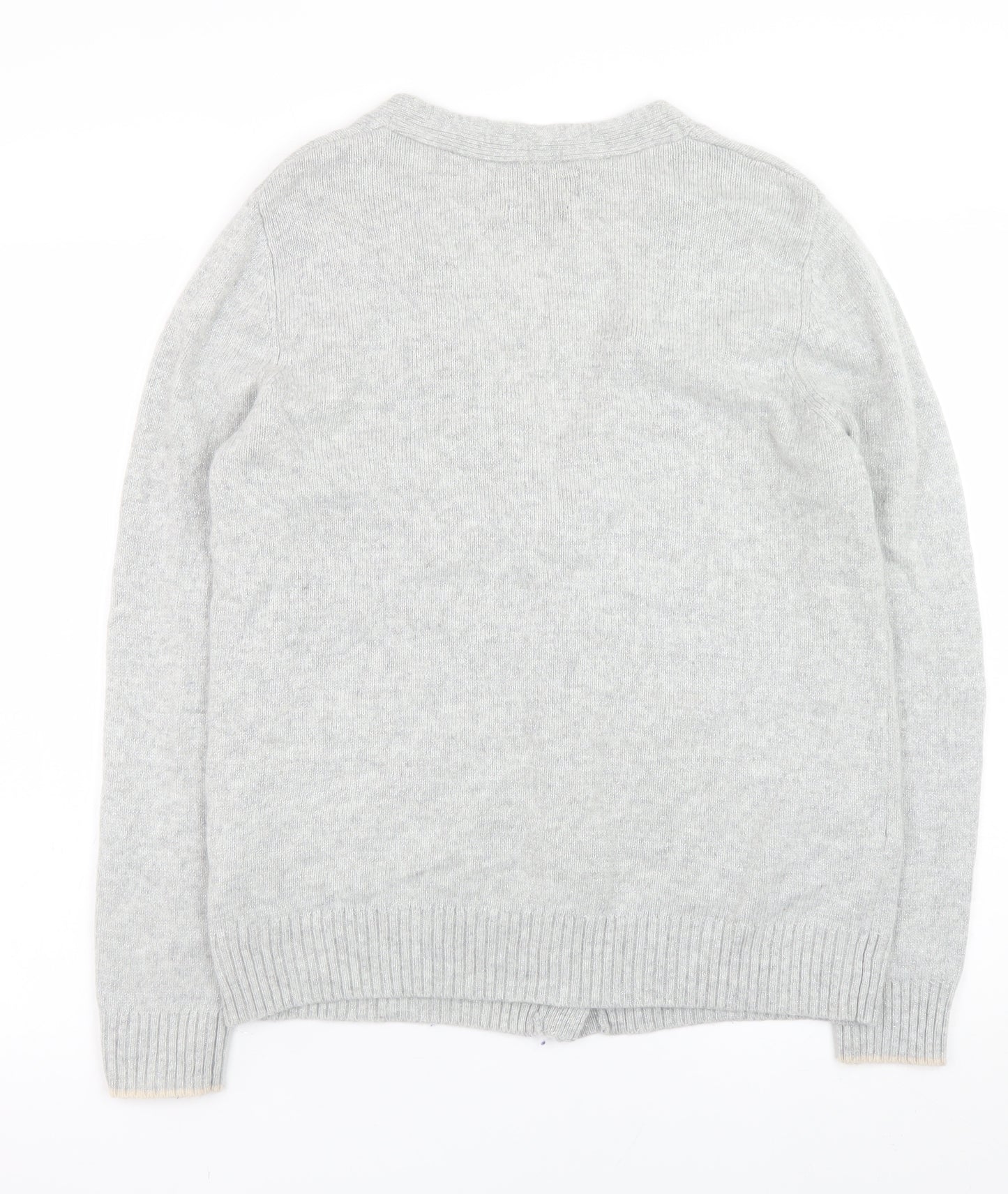 Paul Costelloe Women’s Grey Wool Blend Cardigan Size 14 V-Neck Knit