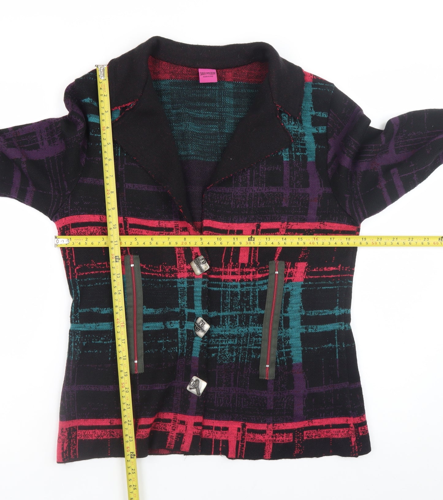 Save The Queen Women’s Multicoloured Collared Cardigan XXL Wool Blend