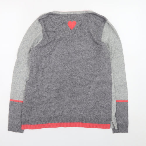 White Stuff Women's Grey Heart Knit Pullover Jumper Size 8