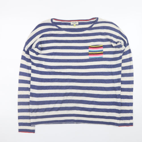 Heyton Womens Blue Striped Cotton Pullover Jumper Size 12